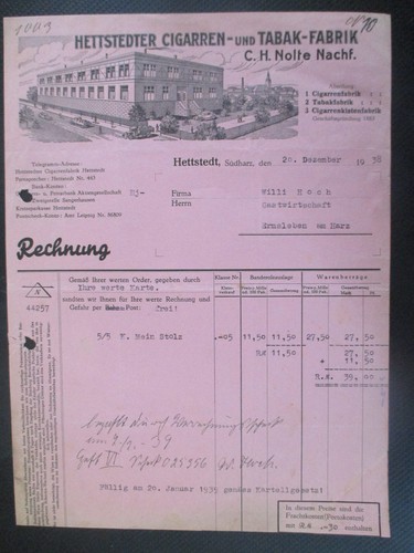 Rechnung cigarren - cigarren, &