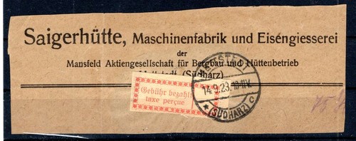 Infla 1923 gebühr - 1923, bezahlt